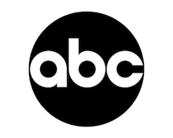 ABC logo with white lowercase letters inside a black circle
