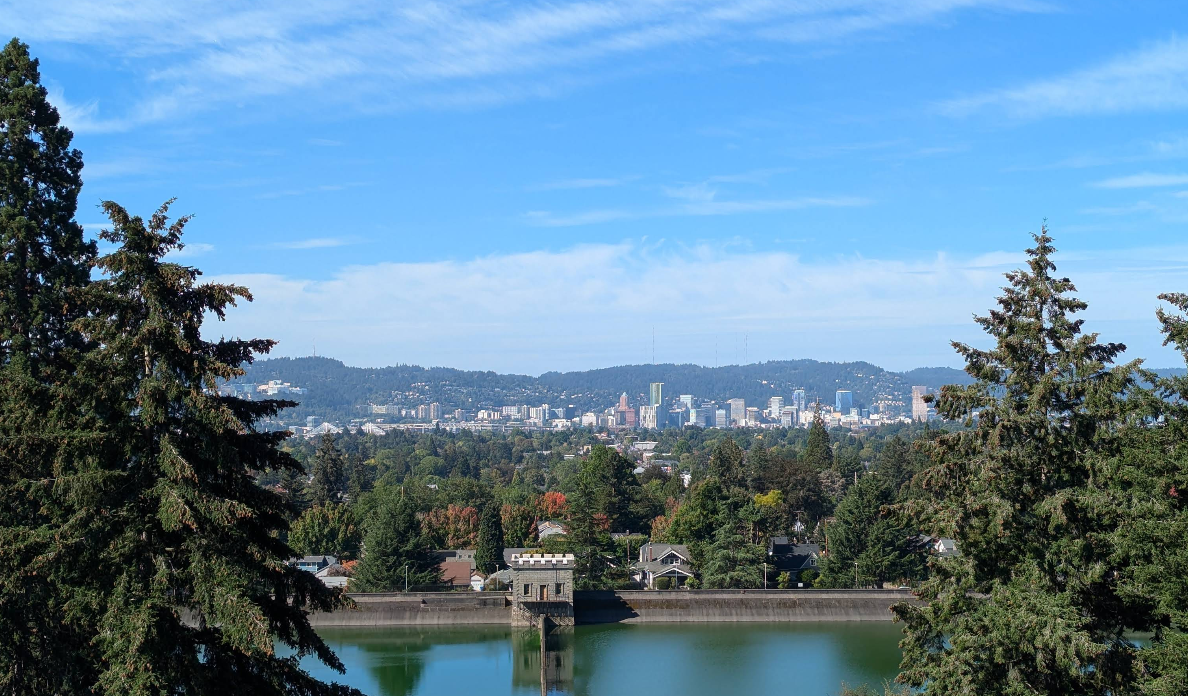 Mt Tabor Park is a beautiful 190+ acre park on an extinct volcano in East Portland with beautiful trails and views of downtown. Bring a picnic, listen and look for birds, and enjoy getting your steps in!