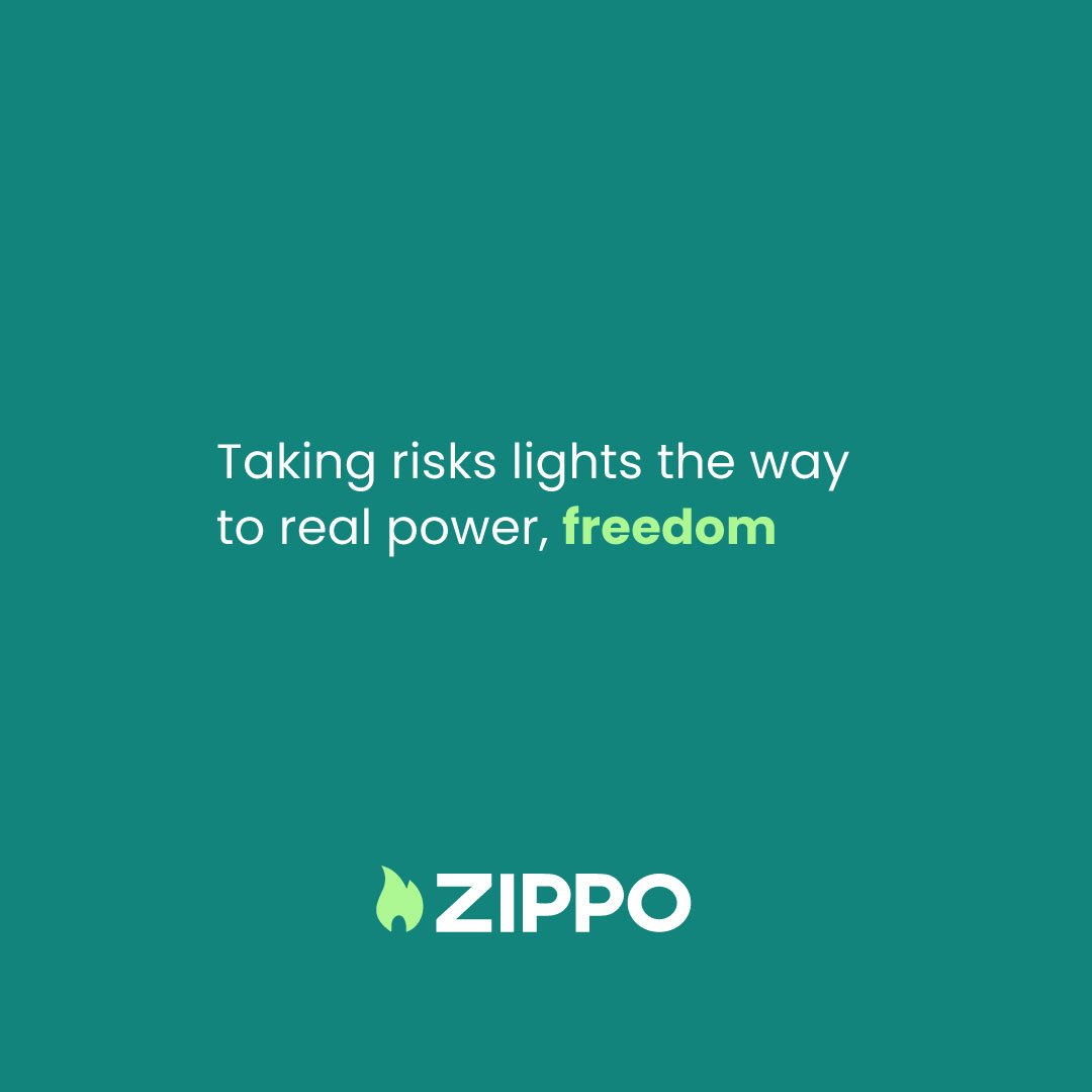 Seagreen post design with copy and Zippo logo in green flame, conveying freedom in flame concept..