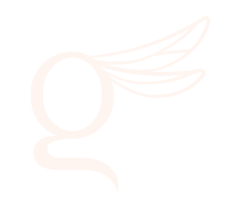 A faint, light-colored abstract logo featuring a stylized wing and the letter 'g'.