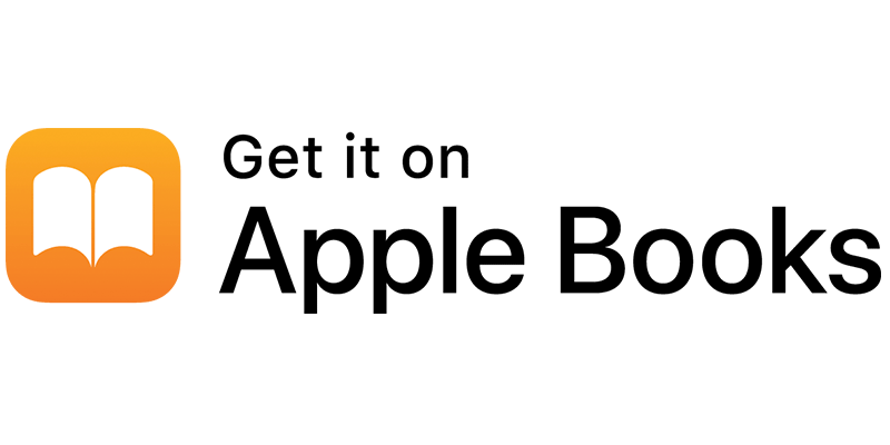 Apple Books logo with an open book icon in an orange square and the text "Get it on Apple Books".