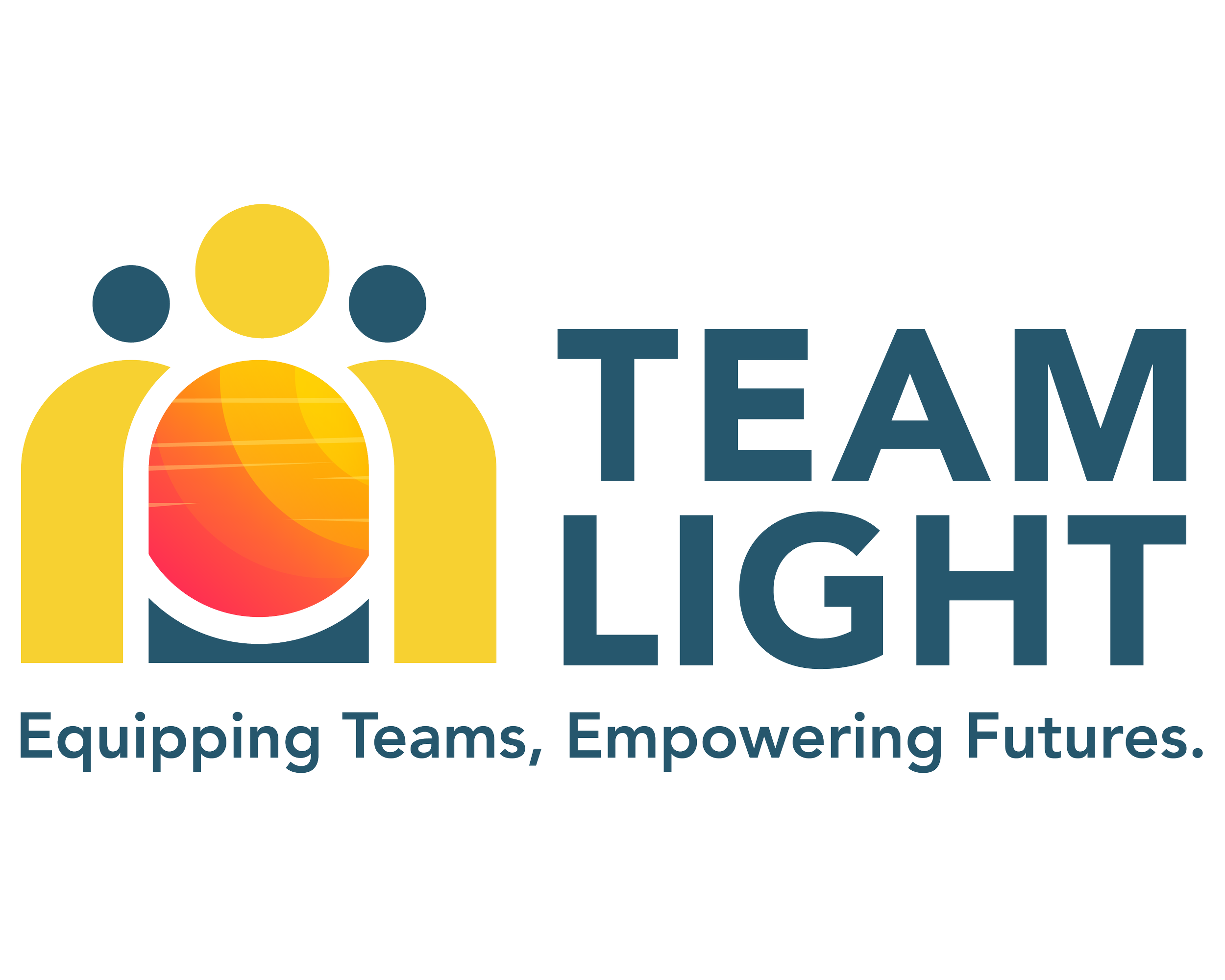 Logo for Team Light featuring abstract human figures and text that reads 'EQIPPING Teams, Empowering Futures.'