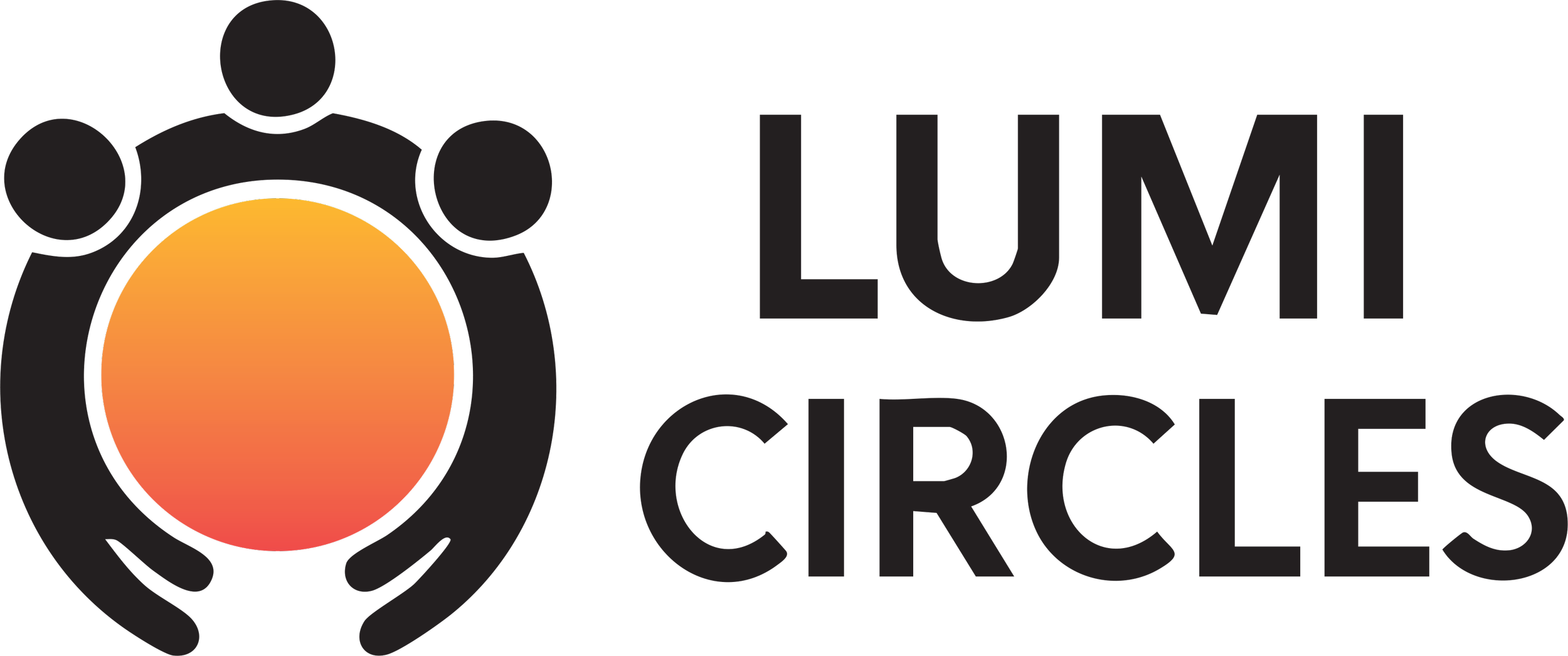LUMI Circles logo featuring a stylized icon of three hands holding a multicolored gradient circle, with the text 'LUMI CIRCLES' to the right.