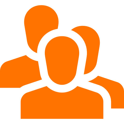 Orange group icon representing small group therapy and connection programs for children, youth, teens, and families through Lumi Counselling Geelong.