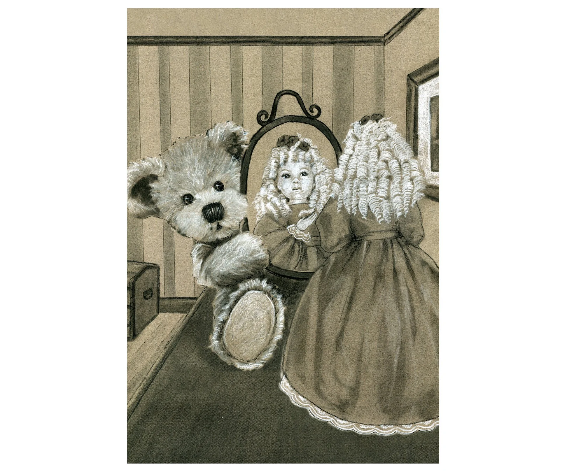 The Story of Solomon Bear-charcoal illustration.