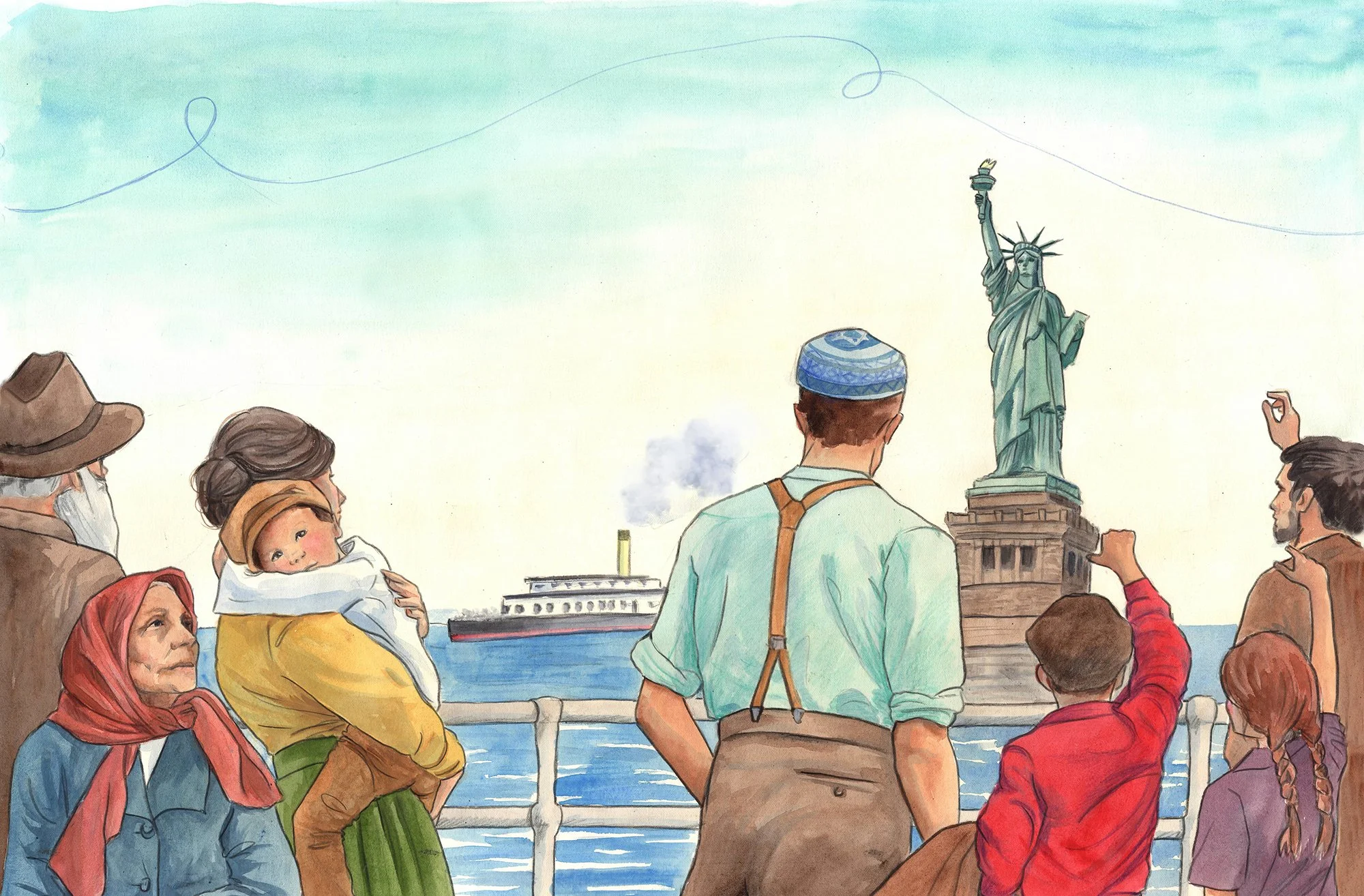 Watercolor illustration for The Marvelous Kippah