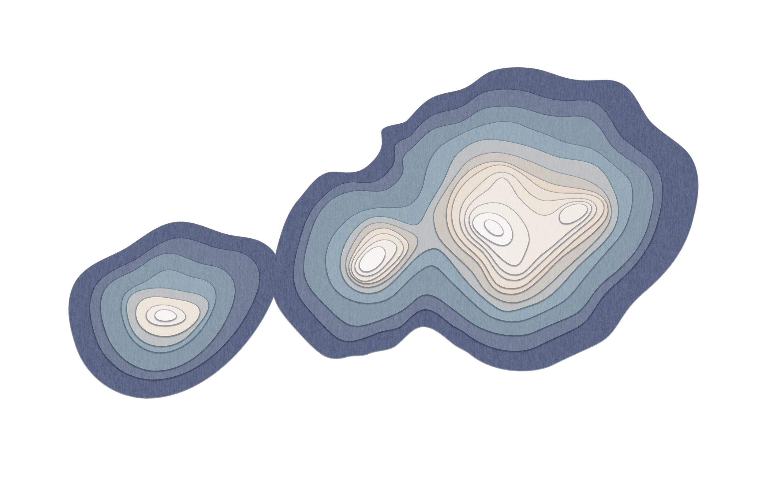 Topographic map with contour lines in shades of blue and beige, showing mountainous terrain.