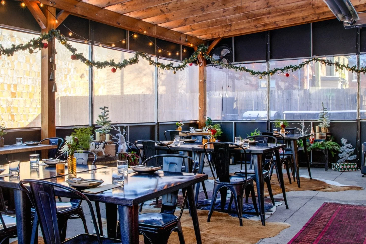 The team went full festive mode and we&rsquo;re very into it. 🎄

The dining room is looking adorable, and our covered heated atrium is giving maximum cozy vibes right now. And trust, it IS toasty in there. Perfect for a winter dinner without all the