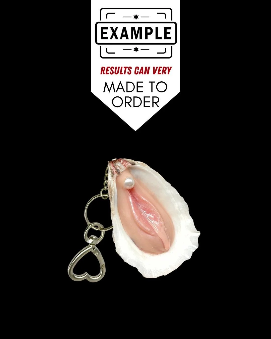 Moister handmade oyster shell oddity sculpture on black background