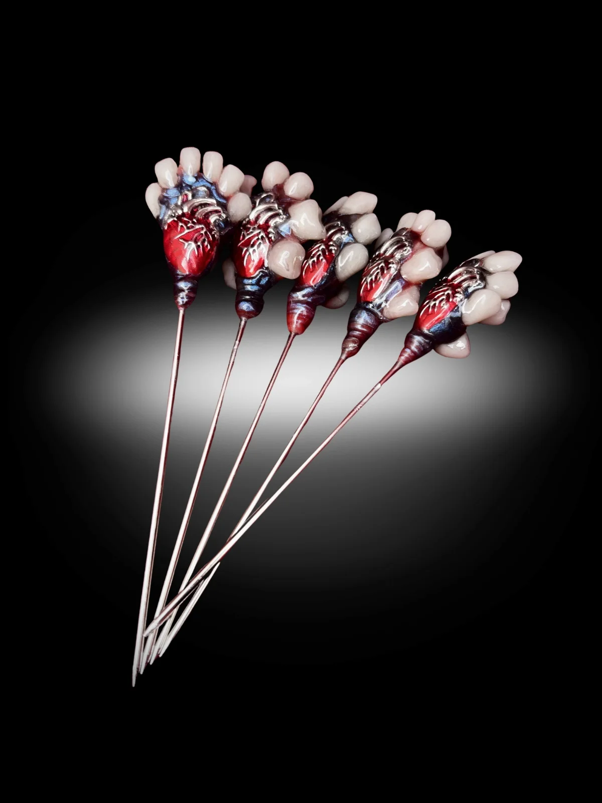 "DARK HEARTED" – Anatomical Heart Cocktail Picks (Set of 5)