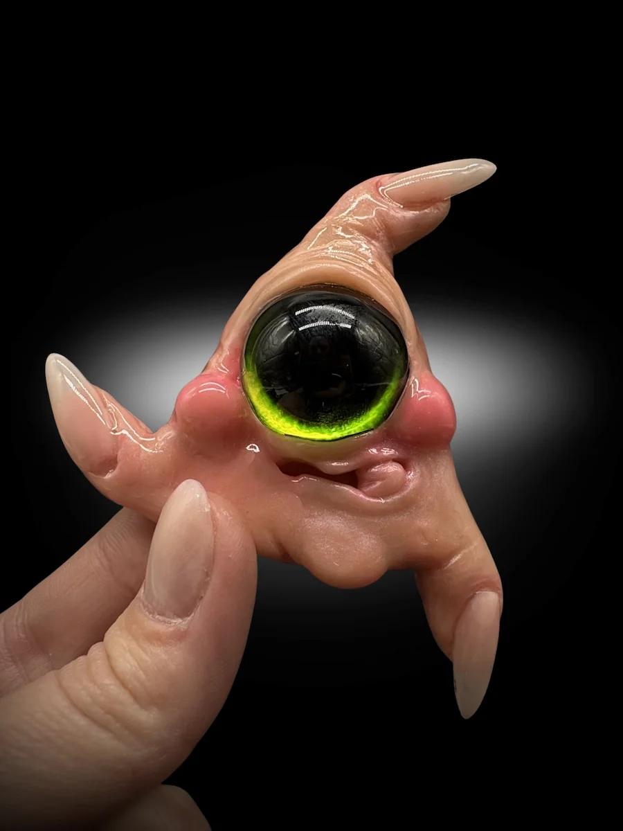 Creepy Teratoma Magnet, Handmade OOAK Mini eyball Monster, Weird Fridge Decor, Gothic Gift