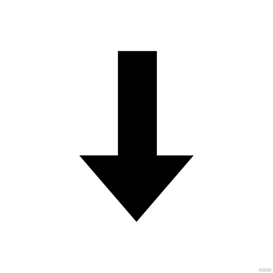 A black downward pointing arrow on a white background.