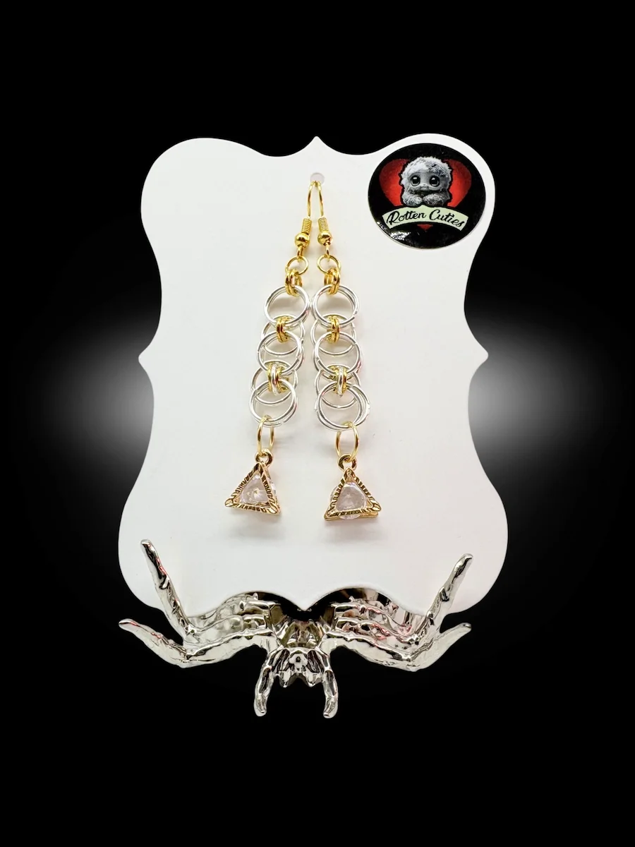 "GOLDEN RATIO"– Mixed Metal Chainmail Drop Earrings