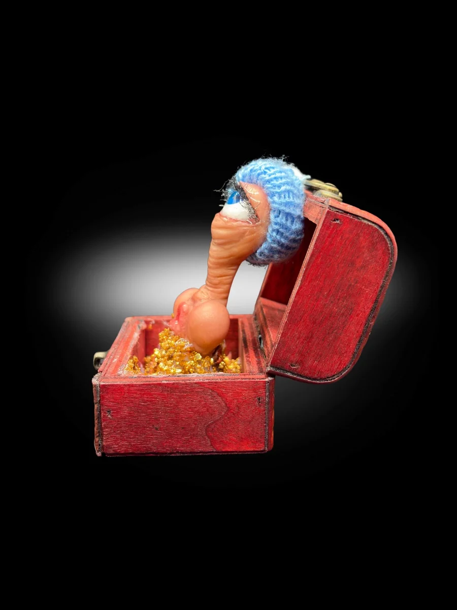 creepy surreal sculpture representing generational wealth and inheritance theme