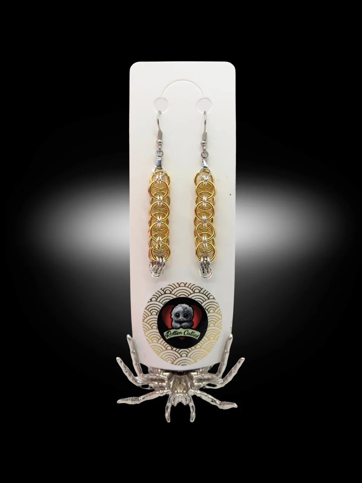 "COMMITMENT ISSUES" – Mixed Metal Chainmail Earrings