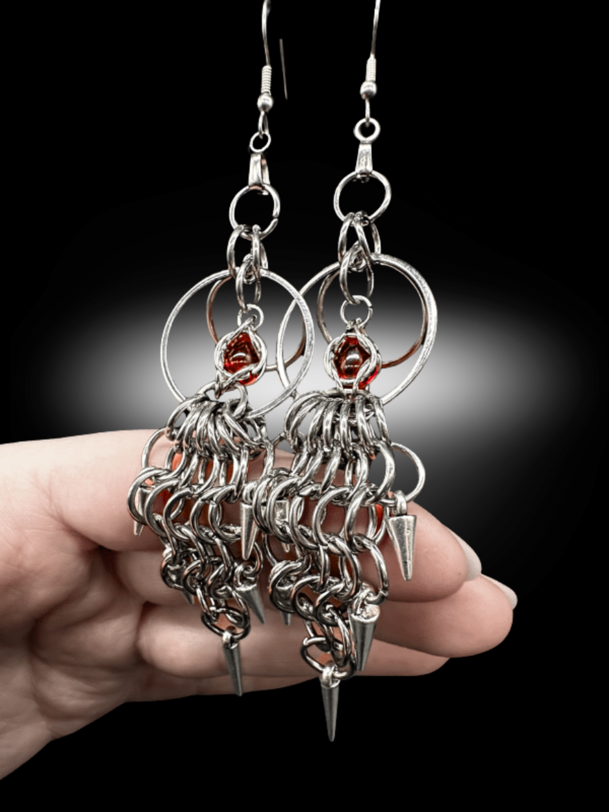 "EUROPE ON FIRE" – Gothic Spiked Chainmail Earrings