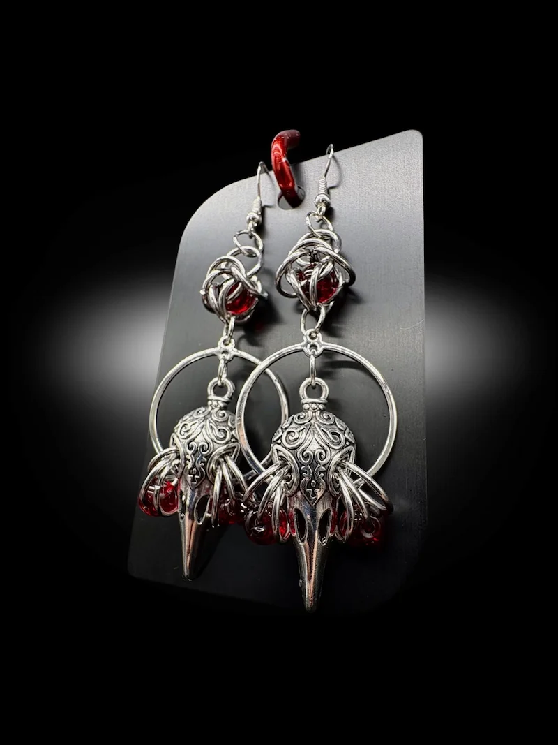 Birds Are Not Real statement earrings – alternative gothic jewelry aesthetic