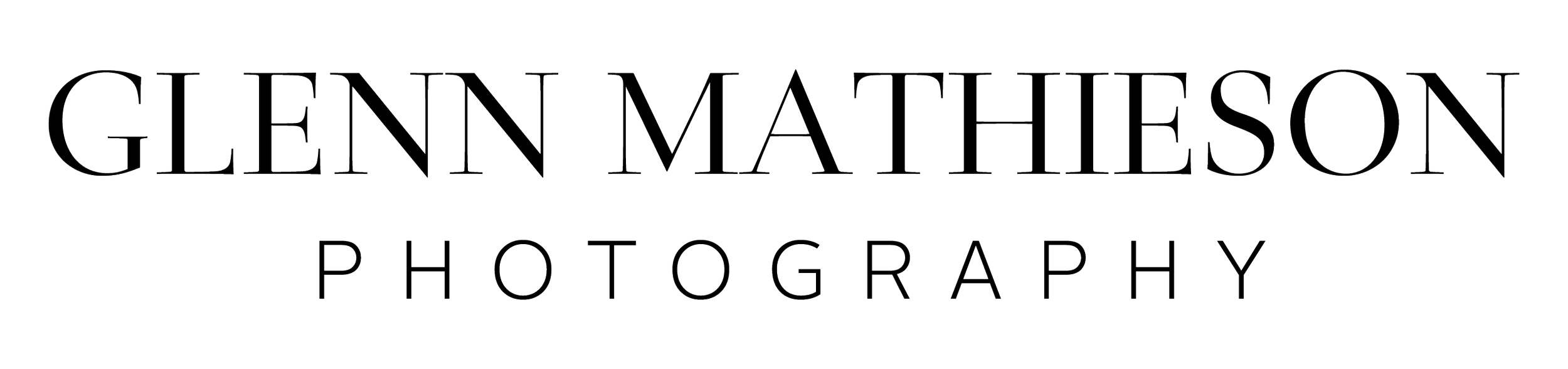 Glenna Matthison Photography logo with black background and outlined text
