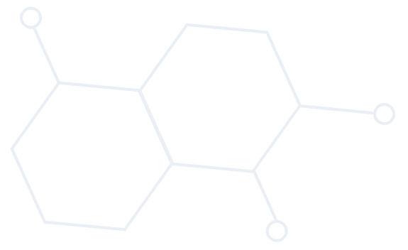 Light blue graphic of molecules connected by lines, resembling a chemical structure.