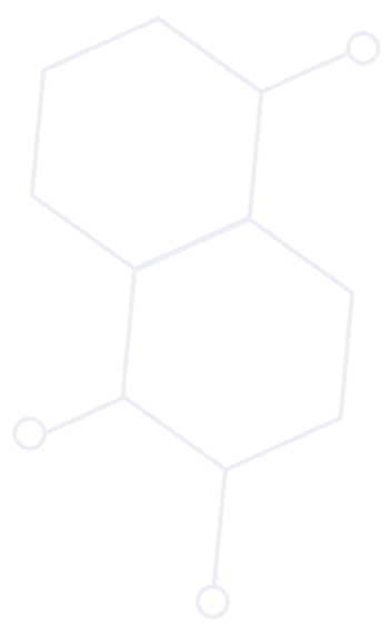 Outline of a chemical structure with two hexagons connected and small circles at some nodes.