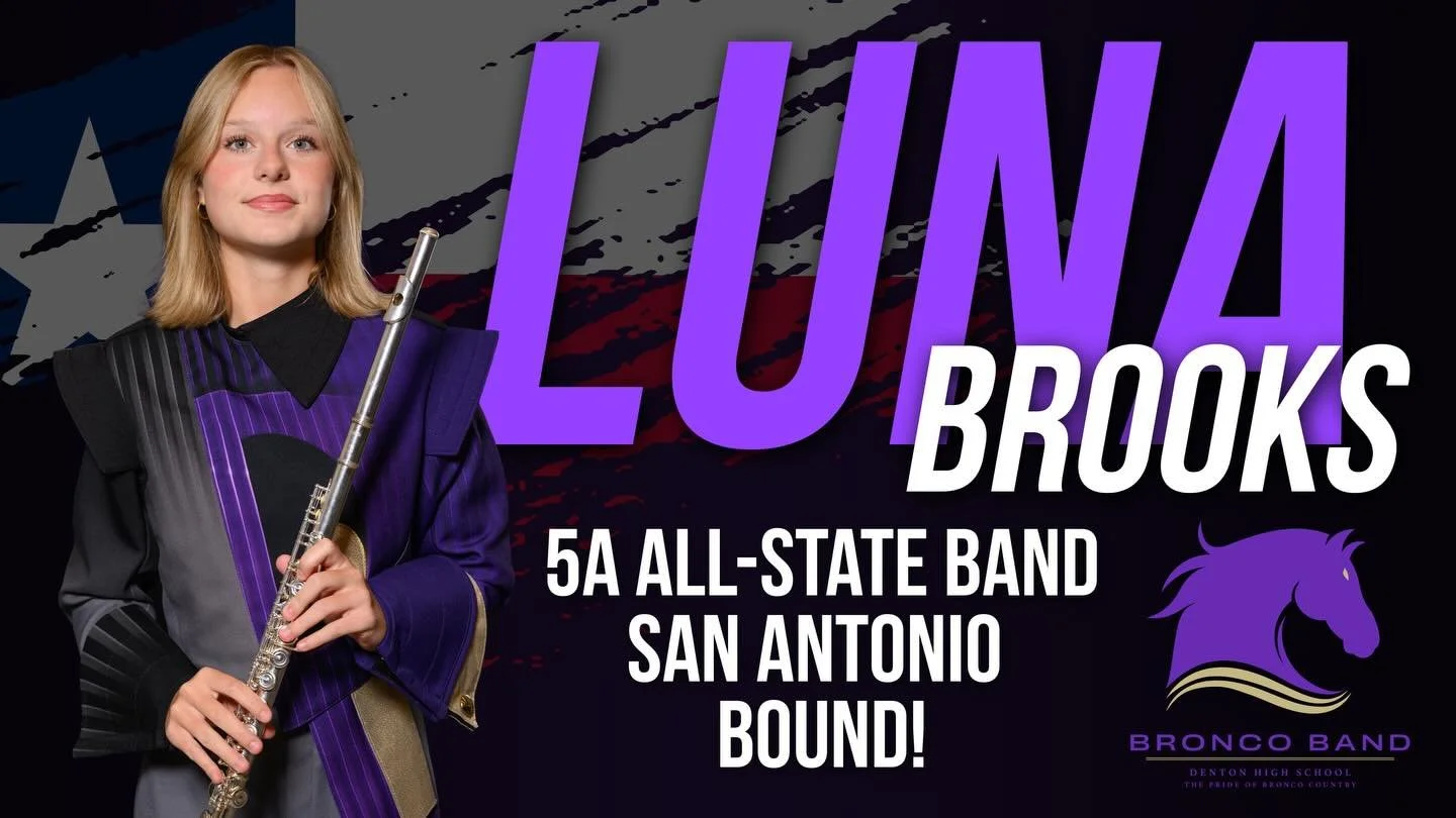 We are so proud of all our Area Musicians that auditioned on Saturday! We are very proud to Announce our own Luna Brooks auditioned into the All State Band yesterday!