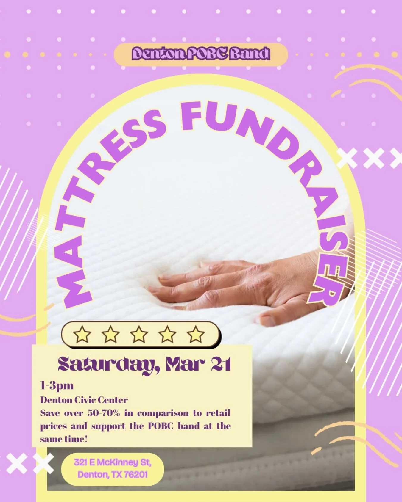 this saturday, your POBC alongside @dentonhs_choir are holding a mattress fundraiser in preparation for our upcoming production this fall at the denton civic center! in need of a mattress or other related items or know someone who does? come on down 