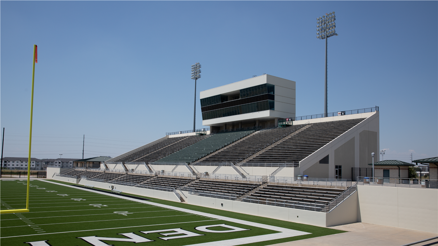 The field and stands at C.H. Collins Stadium