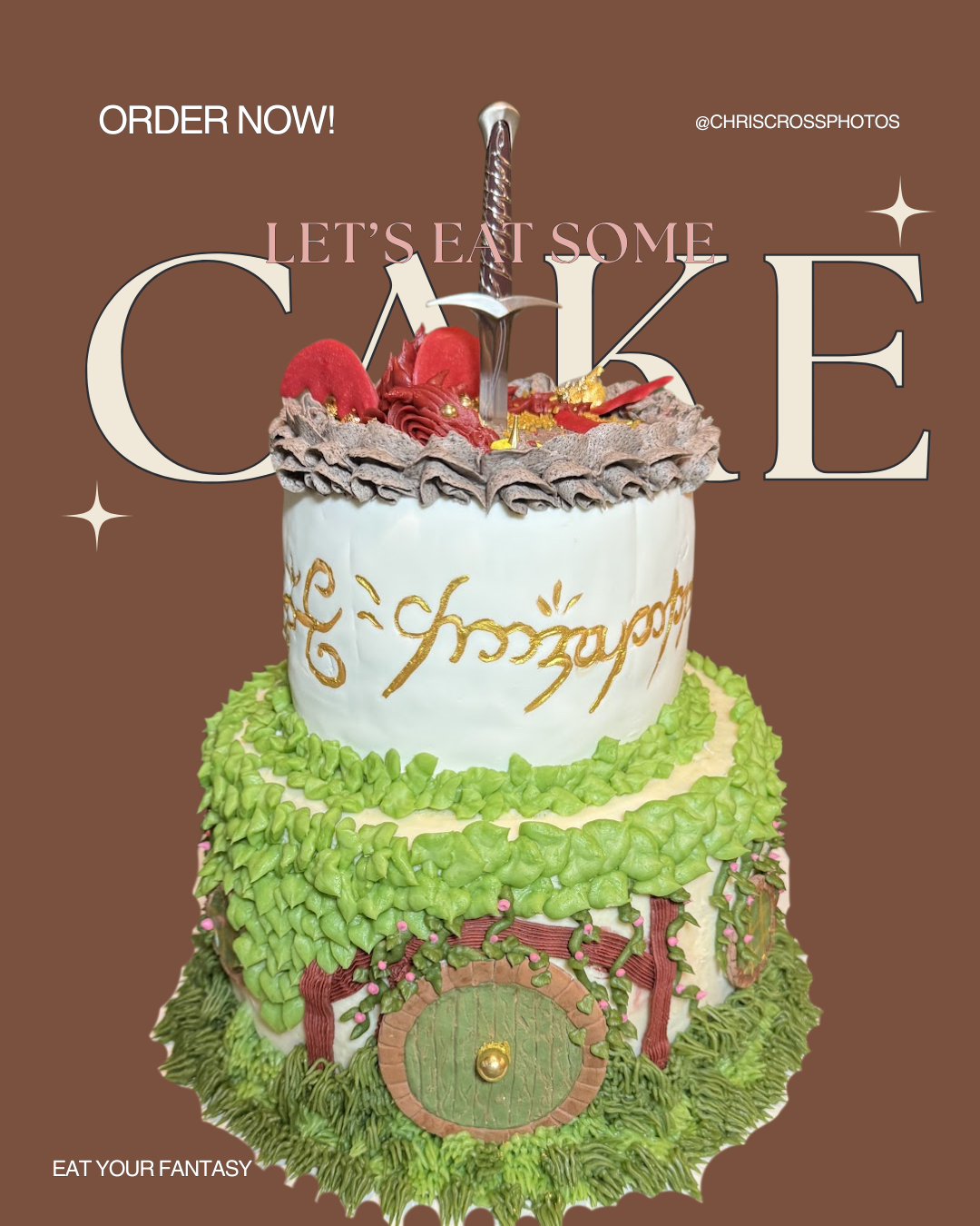 Fantasy Cake- dragon - dagger - hobbit - Lord of the Rings - LOTR