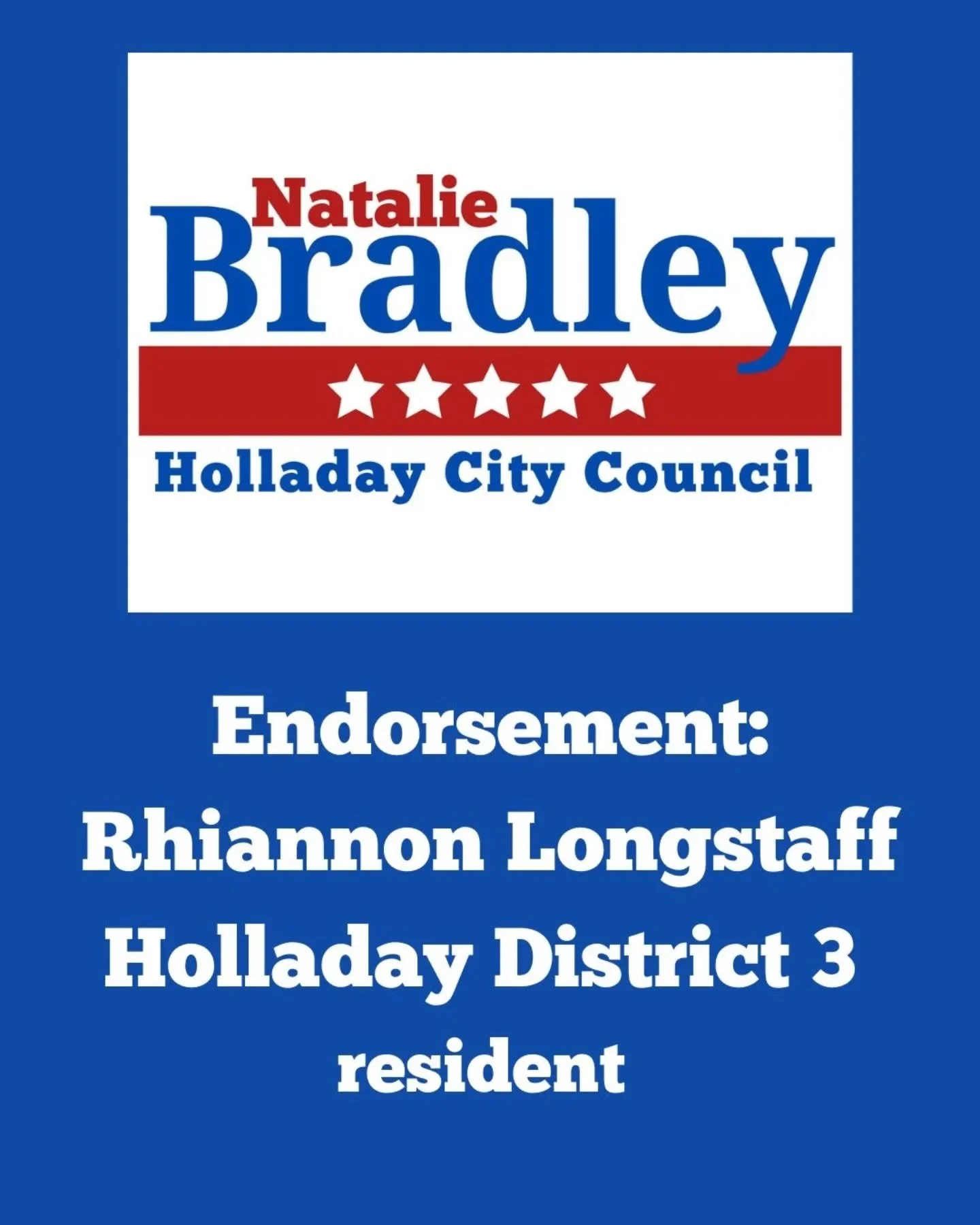 Thank you Rhiannon! I truly love volunteering my time and working in this community. I'm committed to continue this alongside everyone who shares the goal of building a stronger more, more connected Holladay. 
#holladaydistrict3 #bradleyforholladay