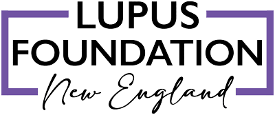 Lupus Foundation New England logo with black text and purple border.