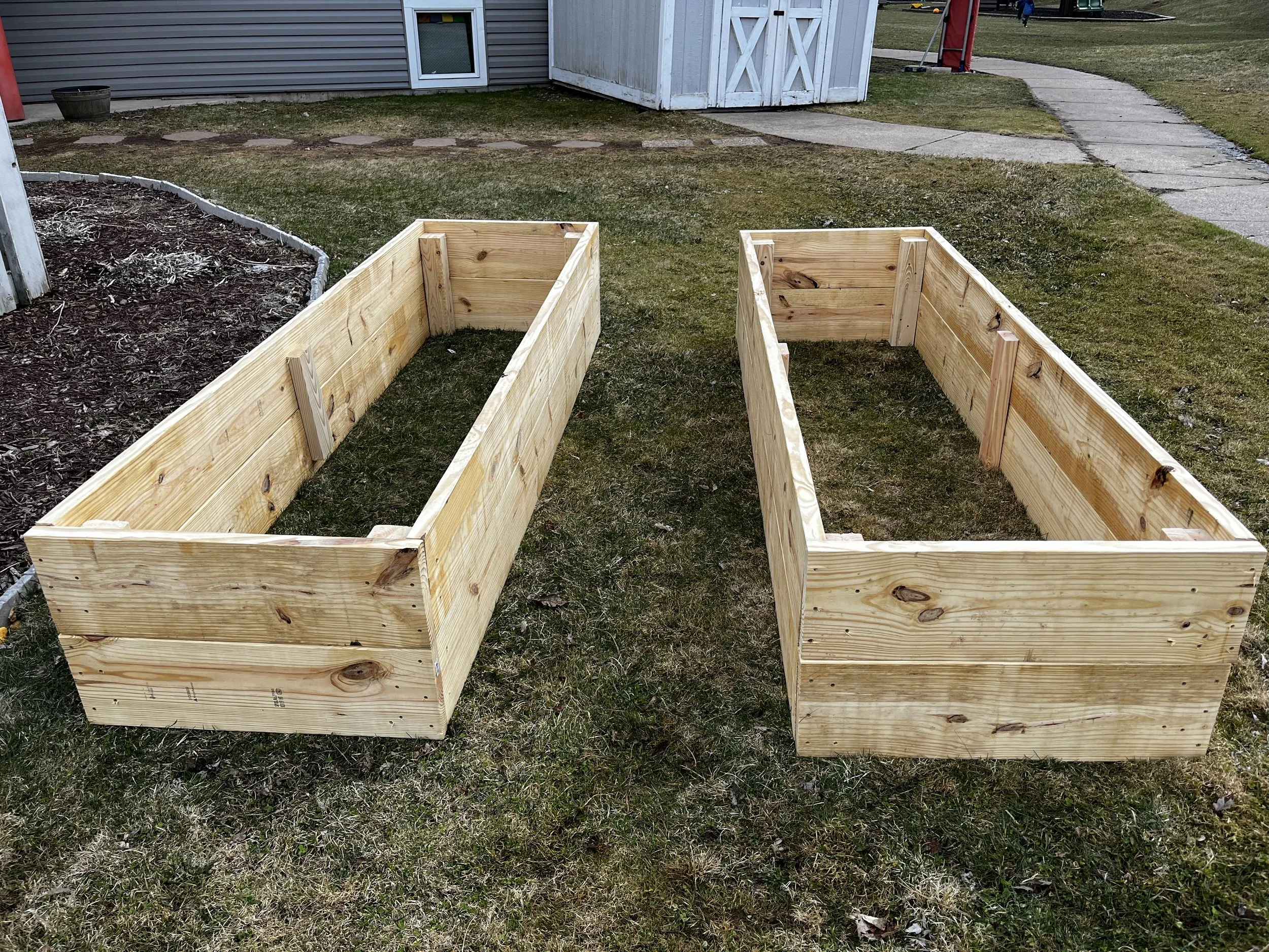 Raised pine garden beds