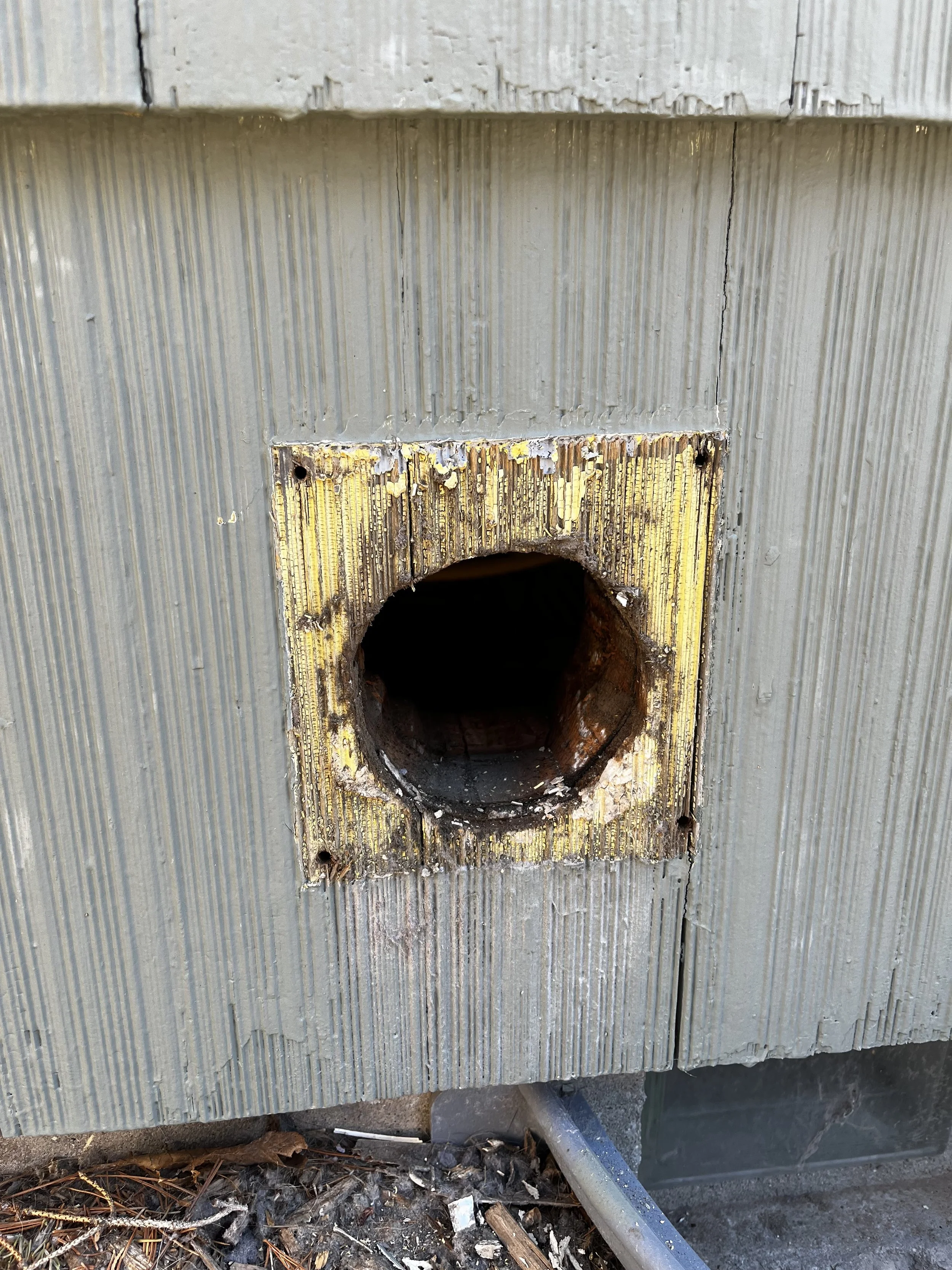 removed old dryer vent. prepping for new vent
