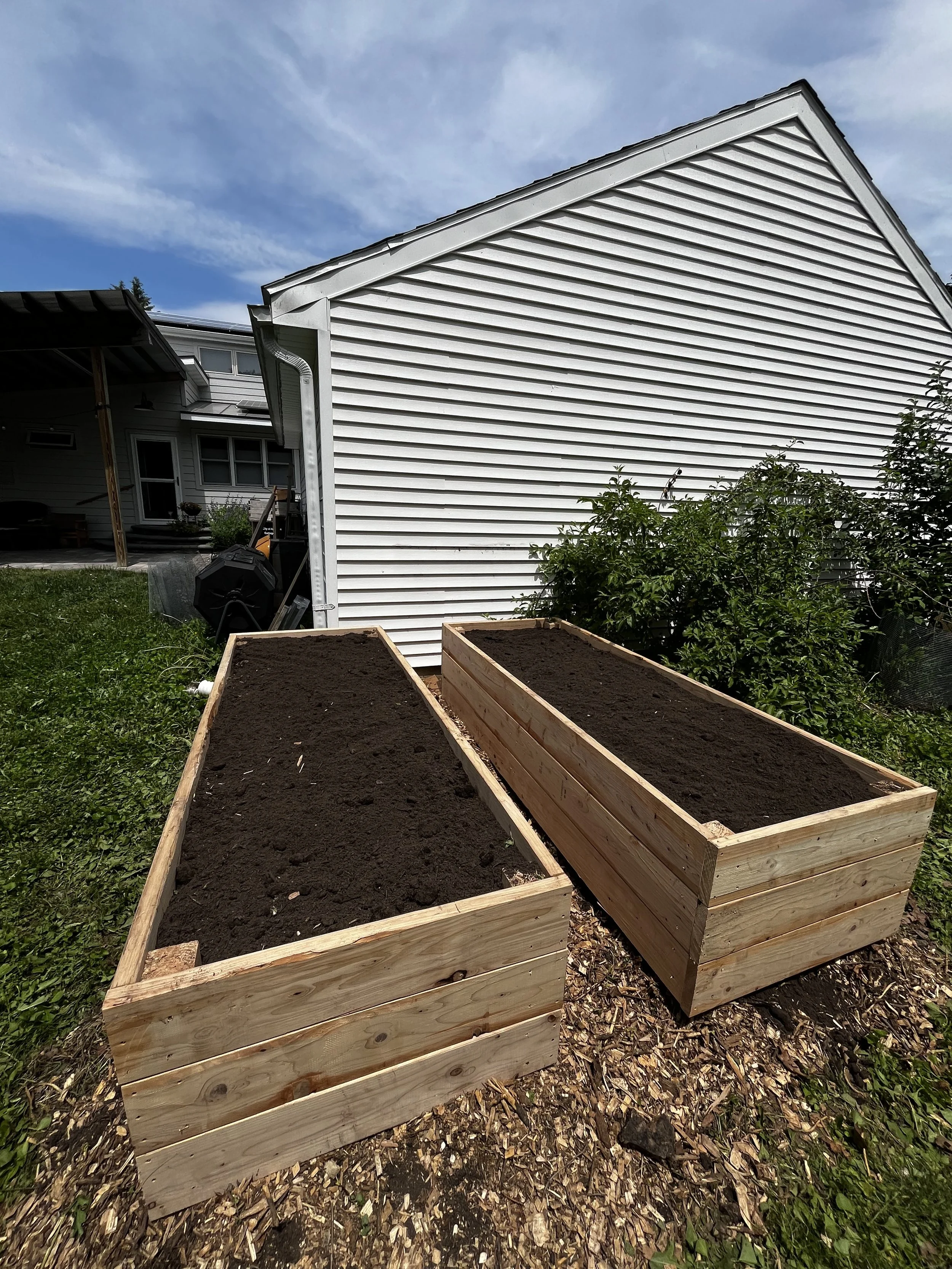 Filled with garden soil - top soil and manure
