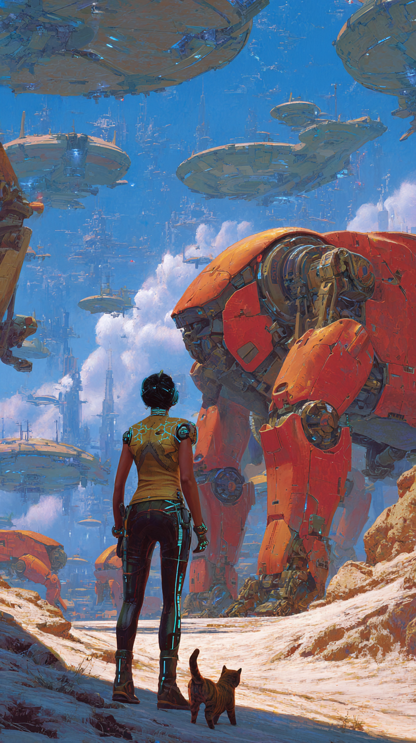 u5664483869_beautiful_mech_warrior_pilot_women_saving_the_cat_a_5b05769d-4ac1-49e1-976b-68daf38c6609.png