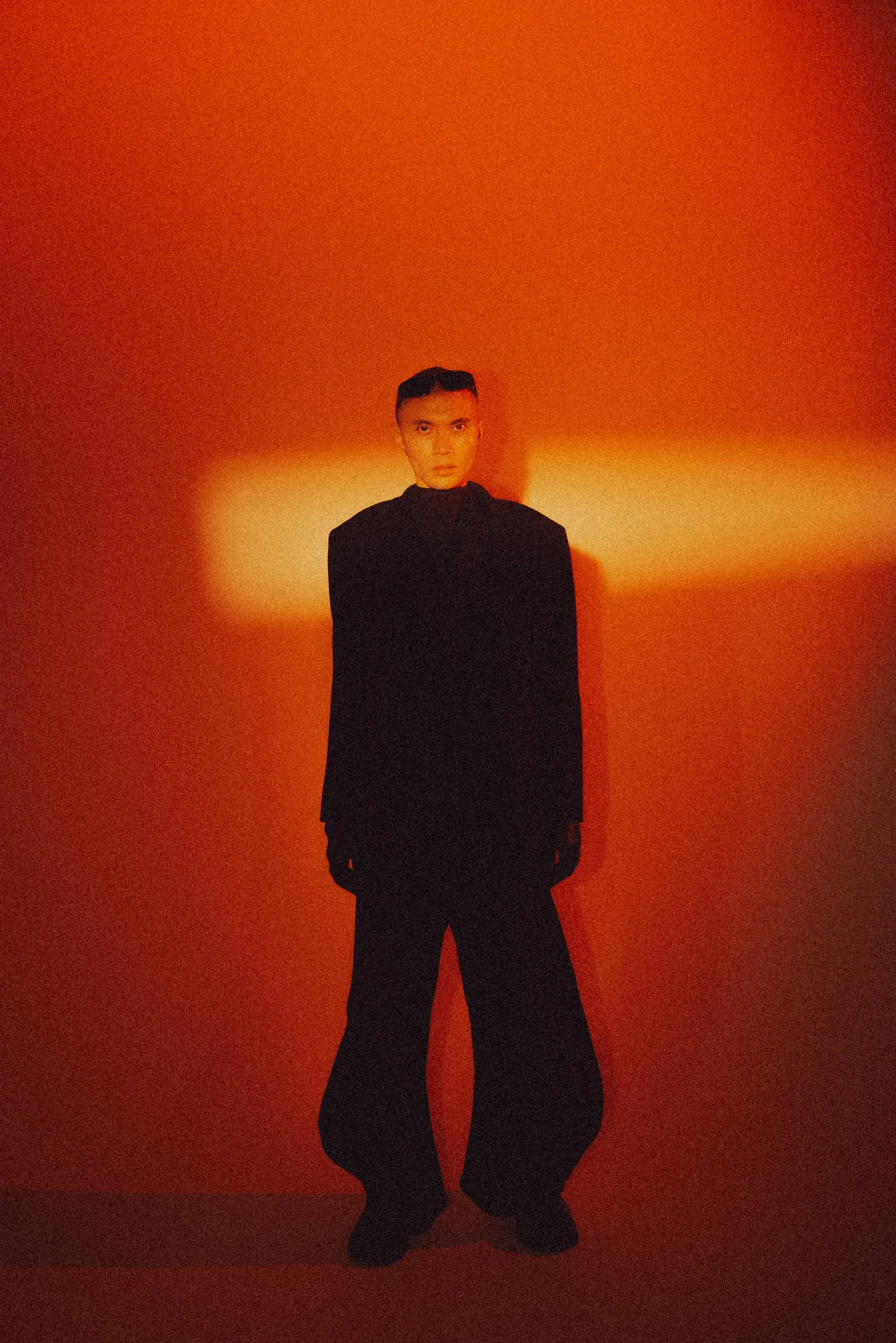Fashion portrait with orange lighting