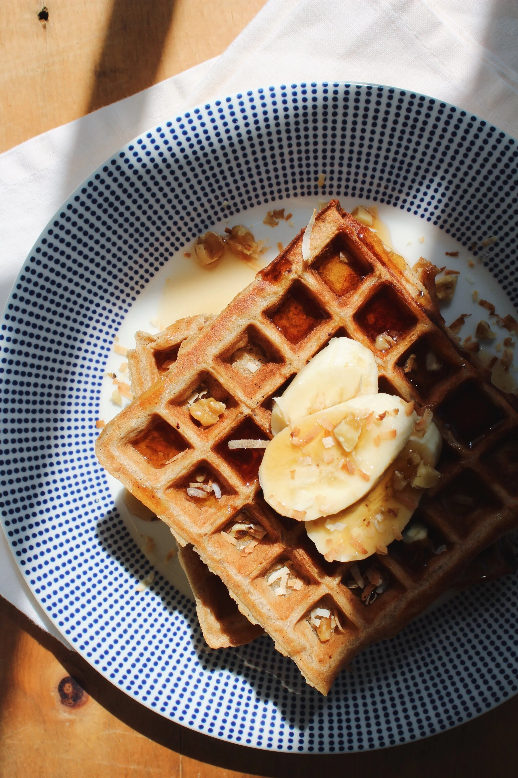 Whole Wheat Banana Coconut Waffles
