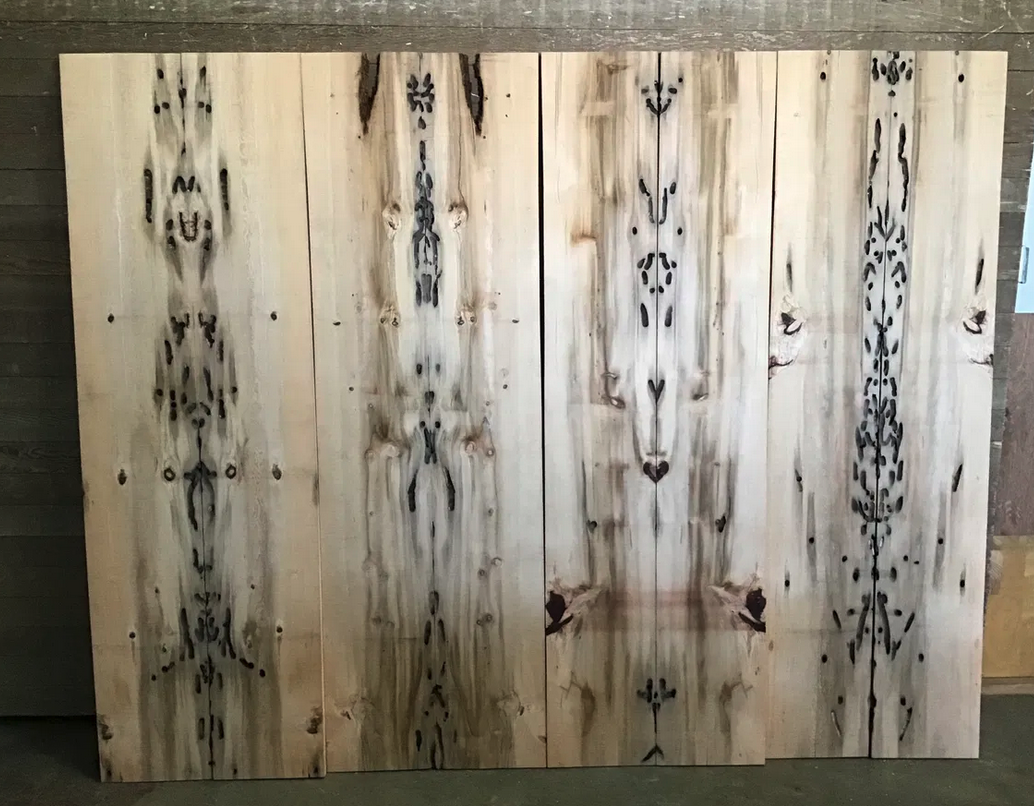 Bookmatched Teredo Fir looks wild!