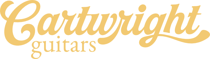Cartywight Guitars logo in gold script font.