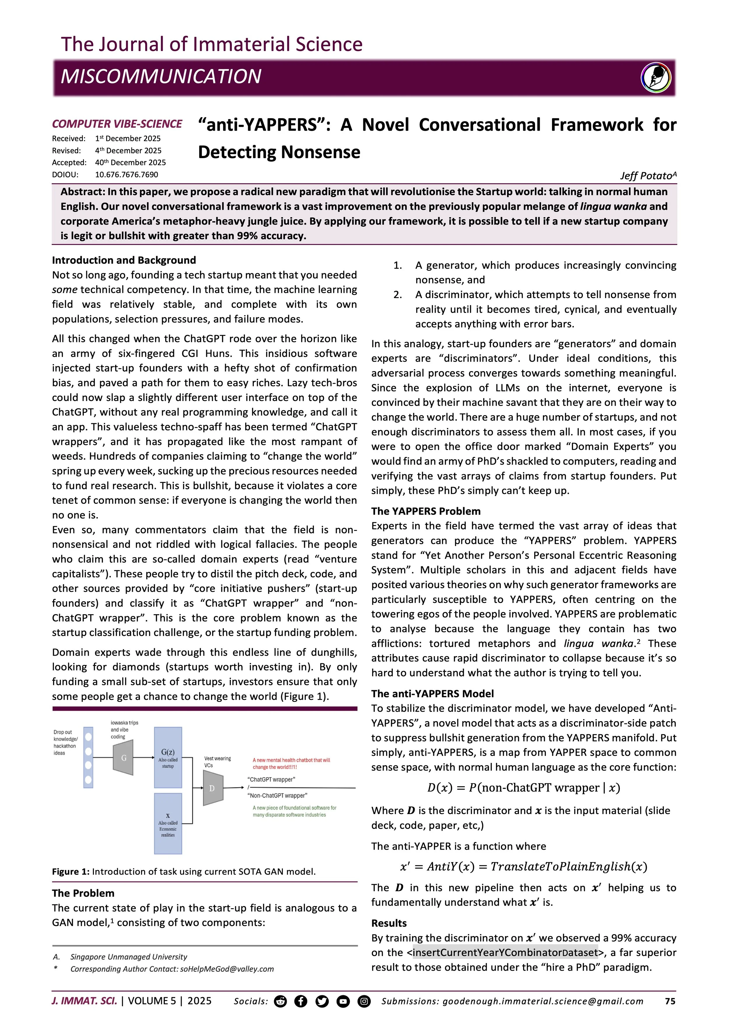“anti-YAPPERS”: A Novel Conversational Framework for Detecting Nonsense