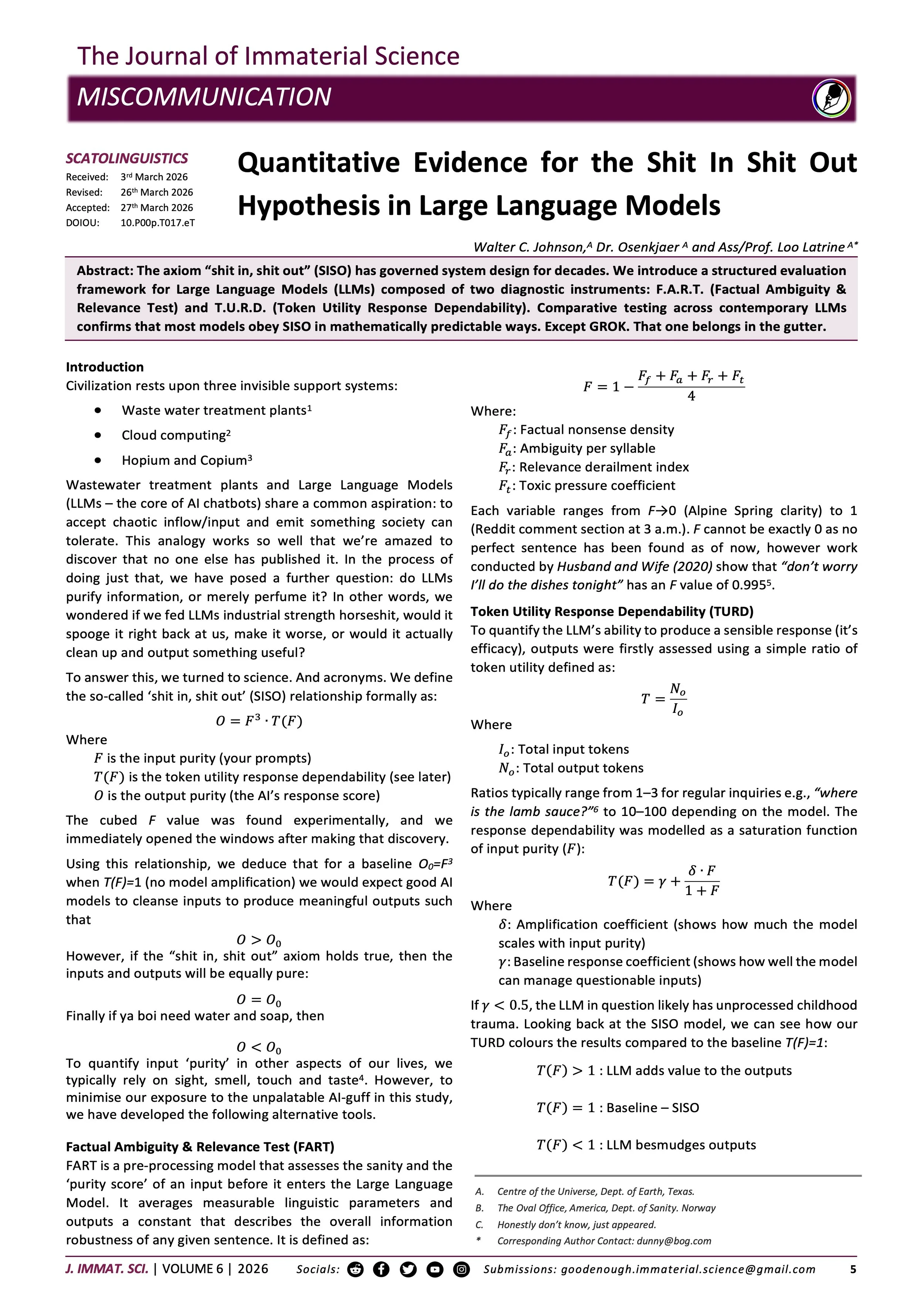 Quantitative Evidence for the “Shit In, Shit Out” Hypothesis in Large Language Models