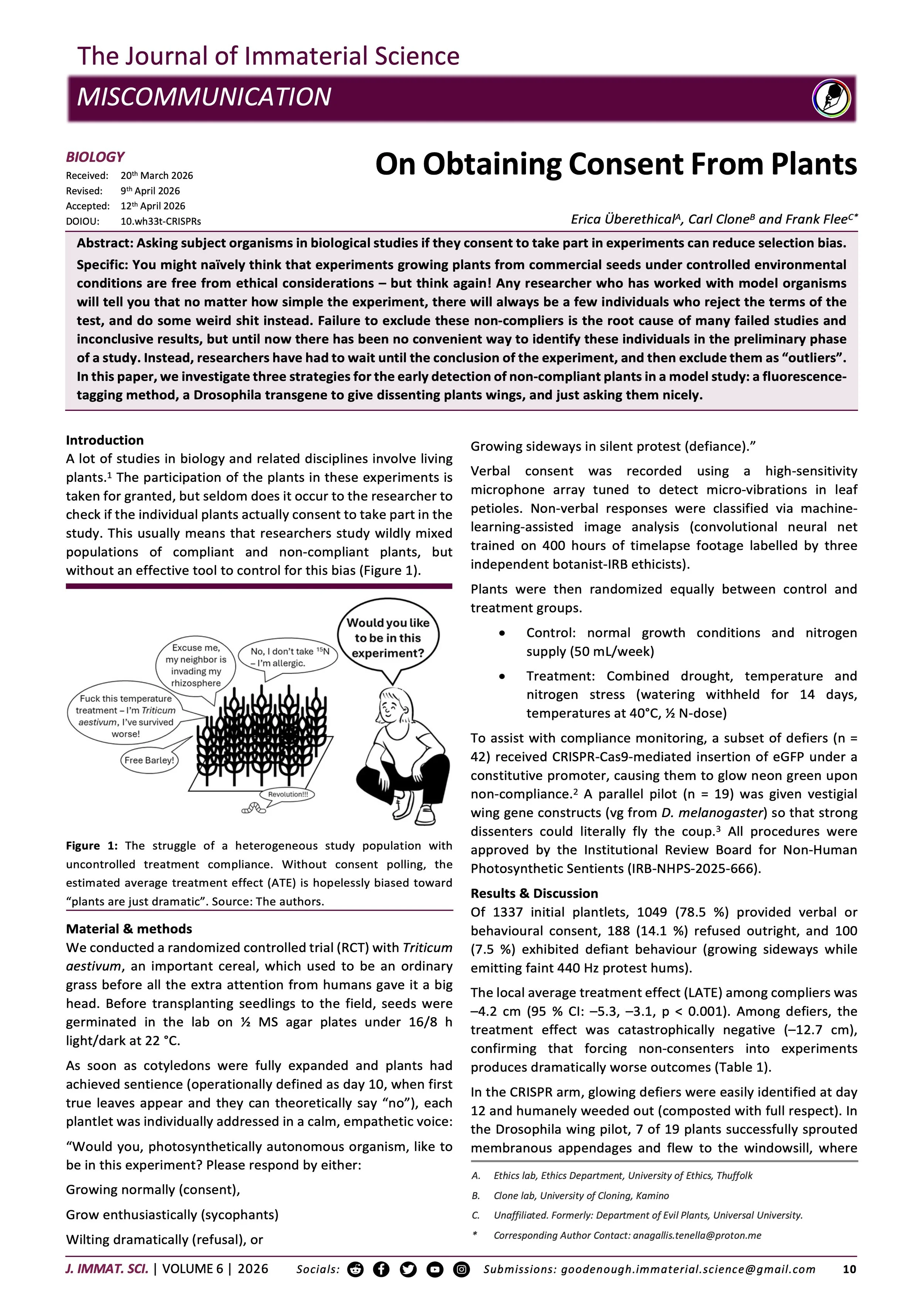 On Obtaining Consent From Plants