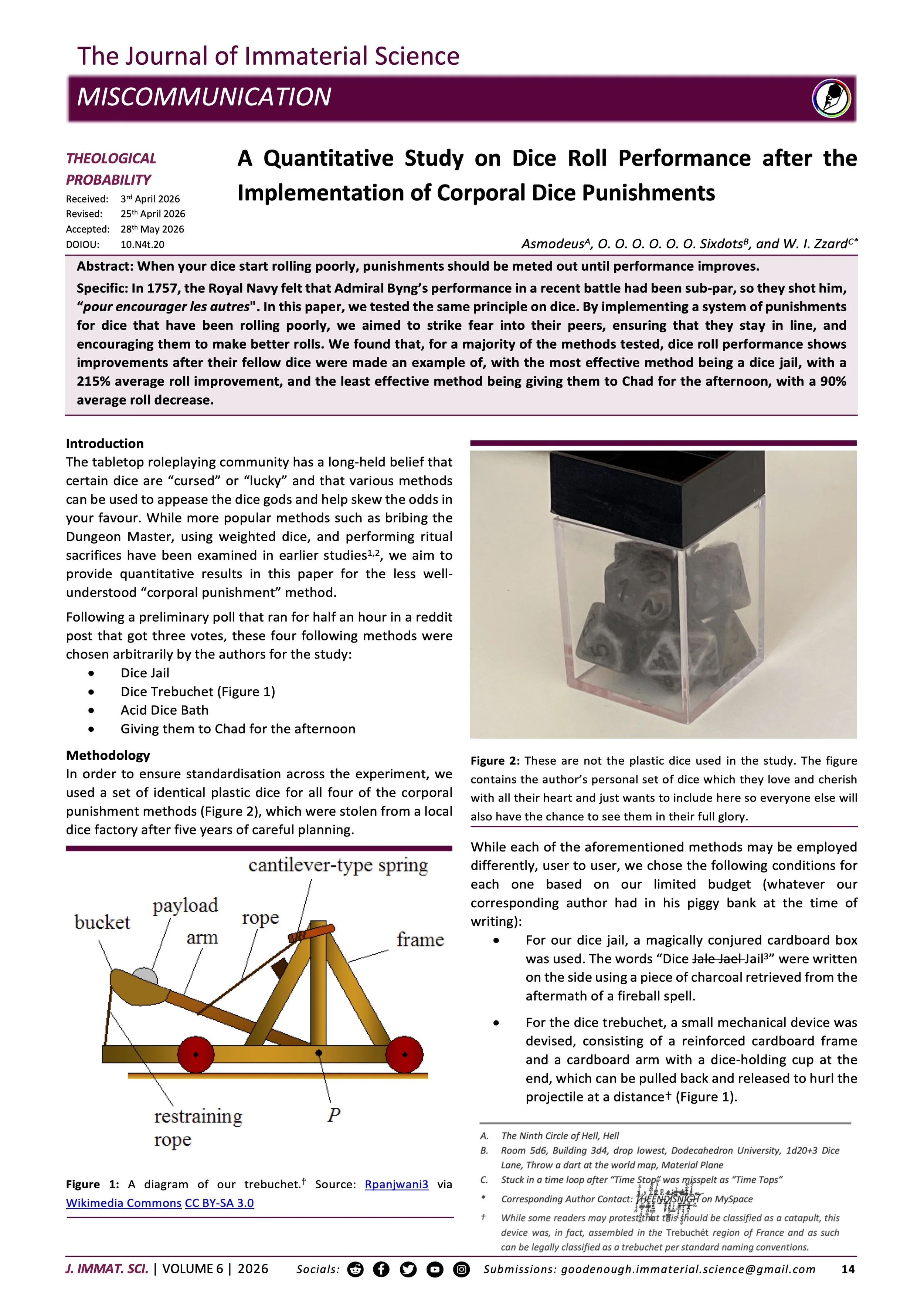 A Quantitative Study on Dice Roll Performance after the Implementation of Corporal Dice Punishments