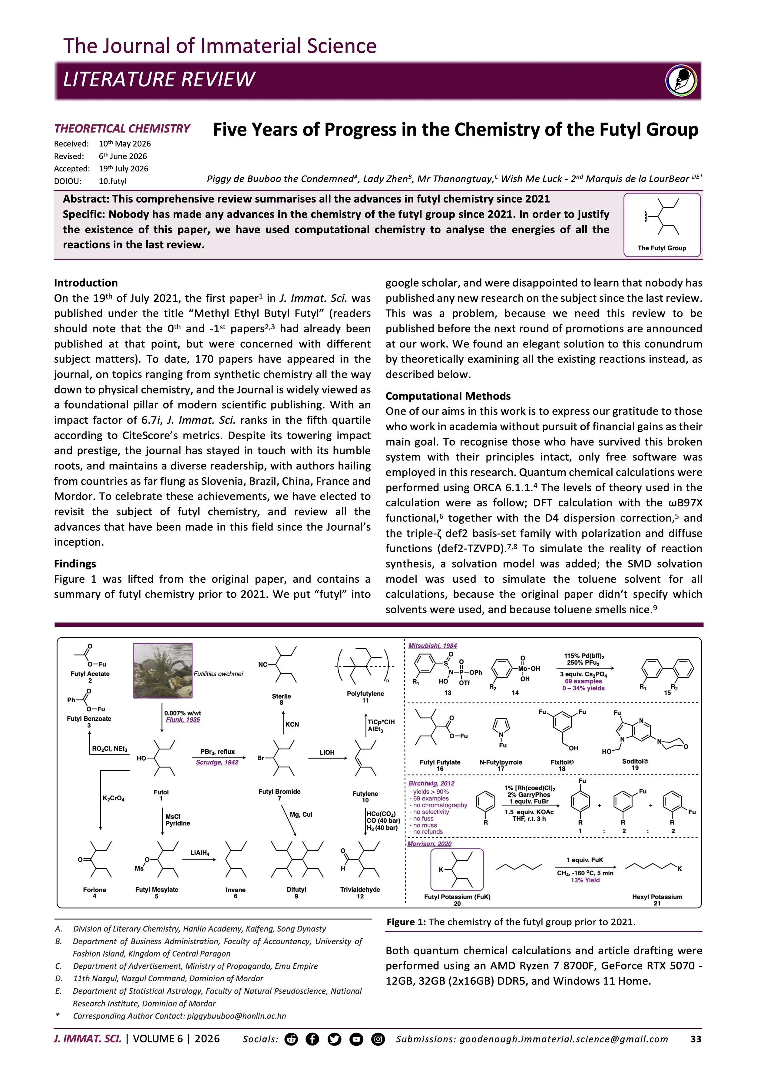 Five Years of Progress in the Chemistry of the Futyl Group