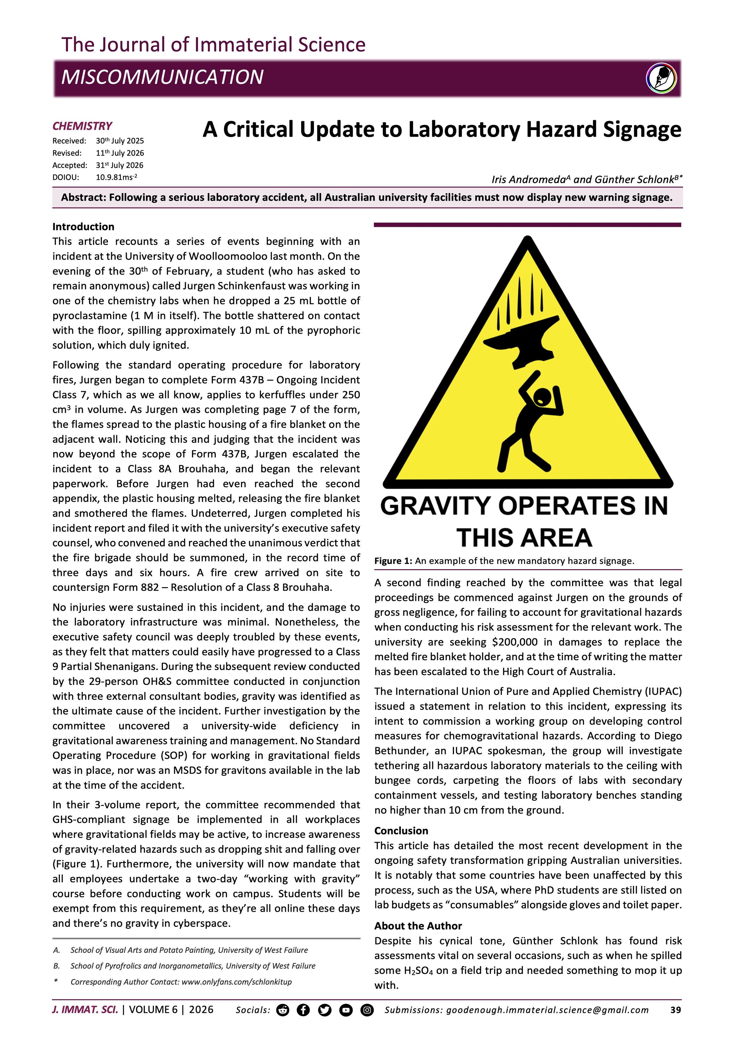 A Critical Update to Laboratory Hazard Signage