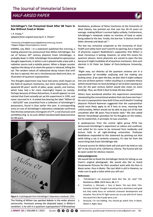 Schrödinger’s Cat Presumed Dead After 88 Years in Box Without Food or ...