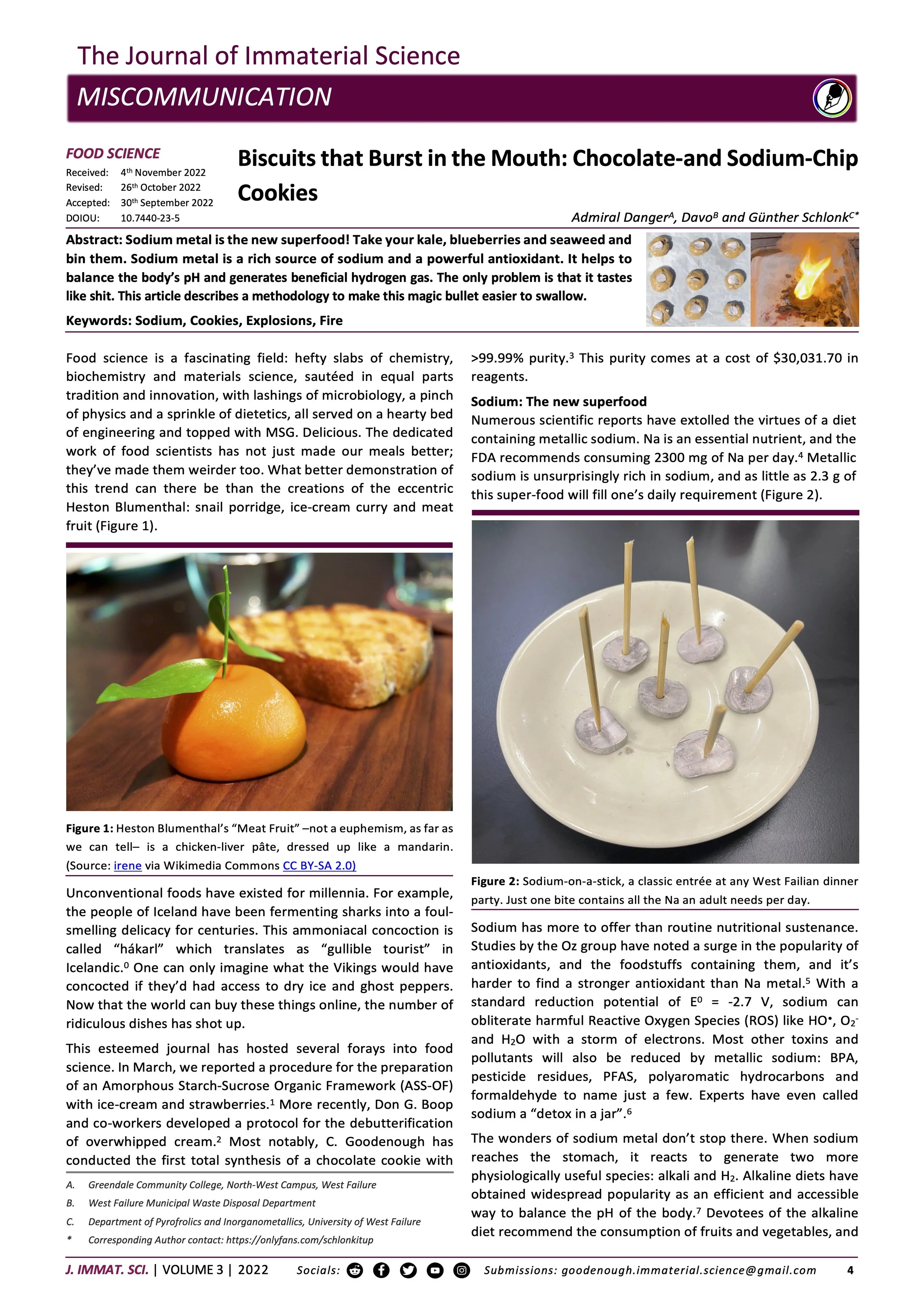 Science Biscuits Biscuits that Burst in the Mouth: Chocolate-and Sodium-Chip Cookies ...
