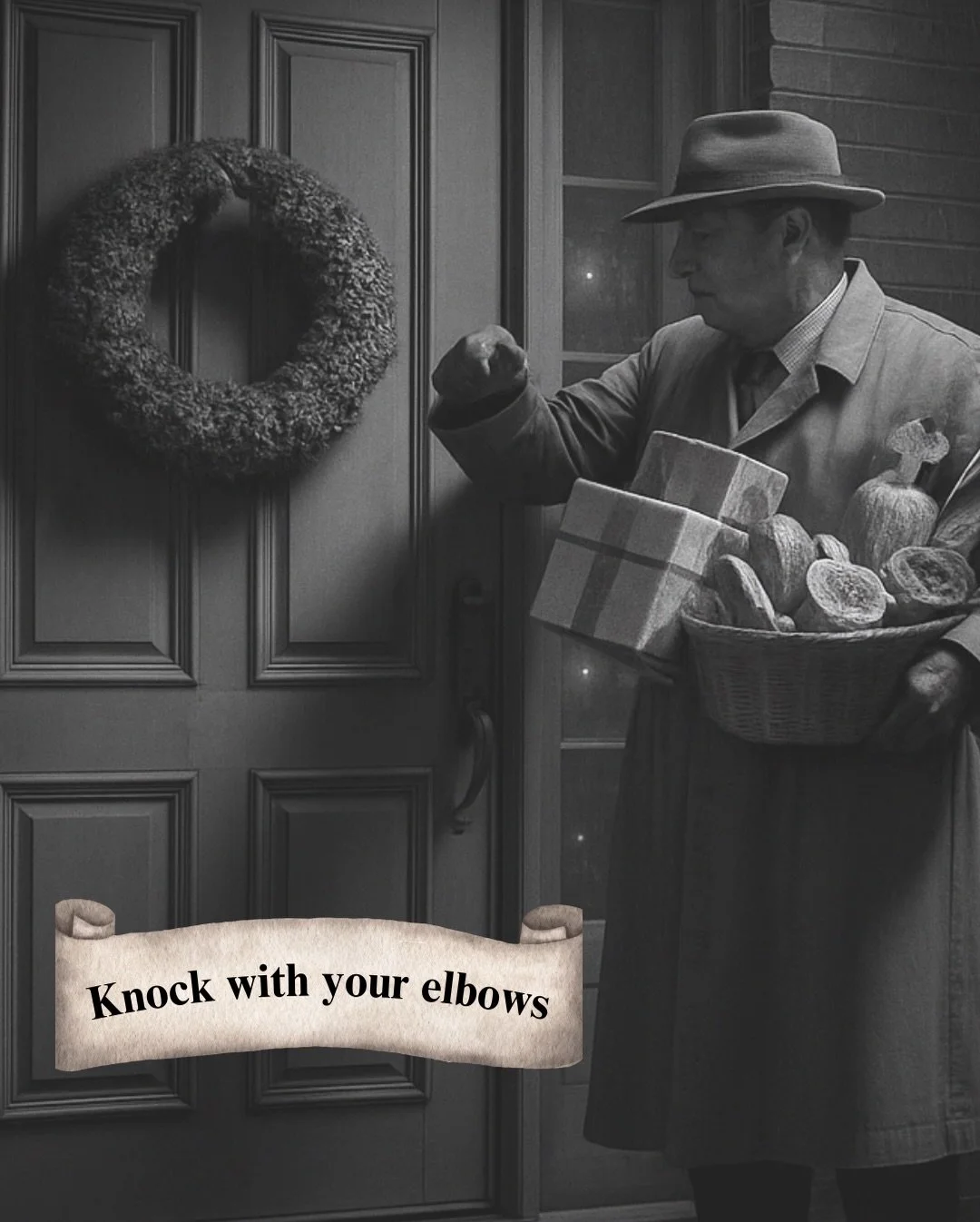 When your hands are full of Thanksgiving fixes, you knock with your elbows.

Happy Thanksgiving 🍽  #twodollarbills