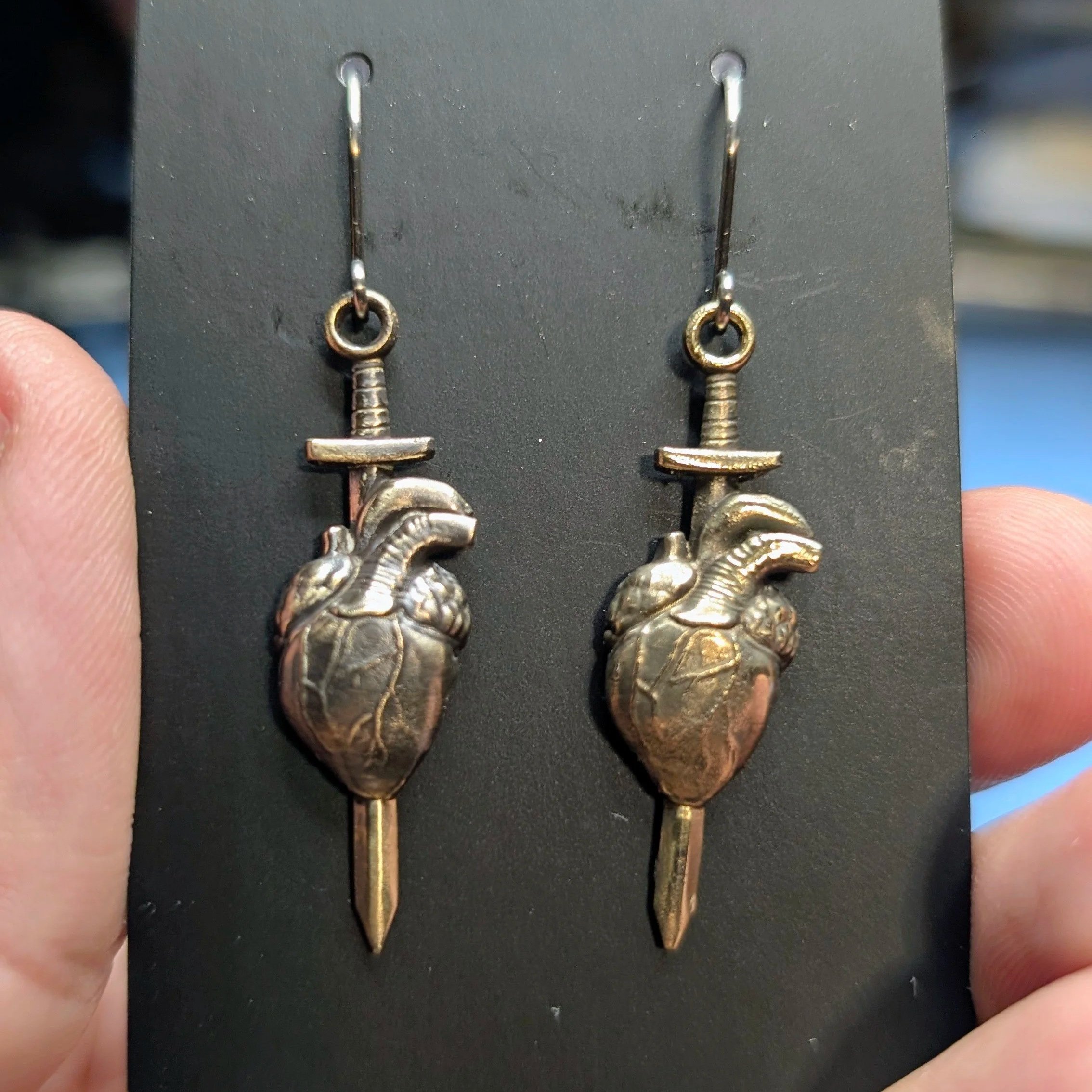 Heart and Sword Earrings