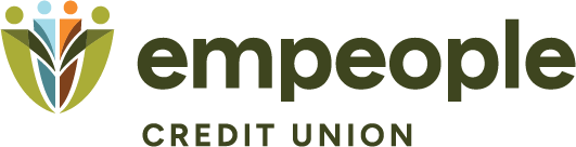 Empeople Credit Union logo featuring a stylized shield with abstract human figures and the text 'empeope Credit Union'.