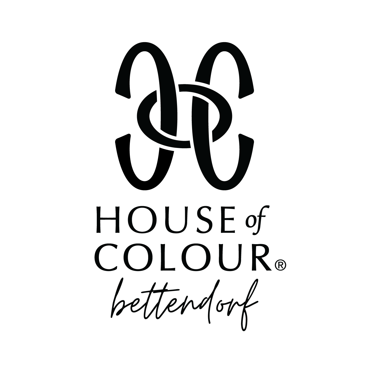 Logo of House of Colour with a stylized knot and the text 'House of Colour' underneath, with the tagline 'better work' below.